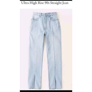 Abercrombie 90s Straight Ultra High Rise Jeans Size 30 Light Wash Model-off-duty